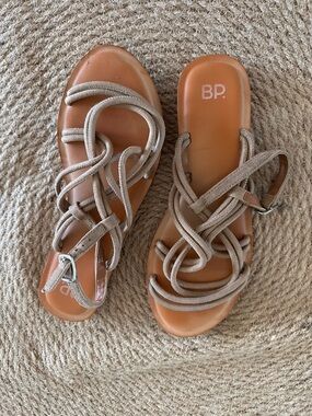 bp Taupe Strappy Slide Sandals